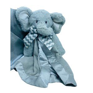 Bearington Baby Collection Elephant Plush Lovey Security Blanket 14" Zig Zag Bow